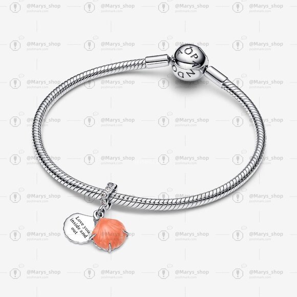 Pandora Coral-coloured Shell Double Dangle Charm - Picture 3 of 6